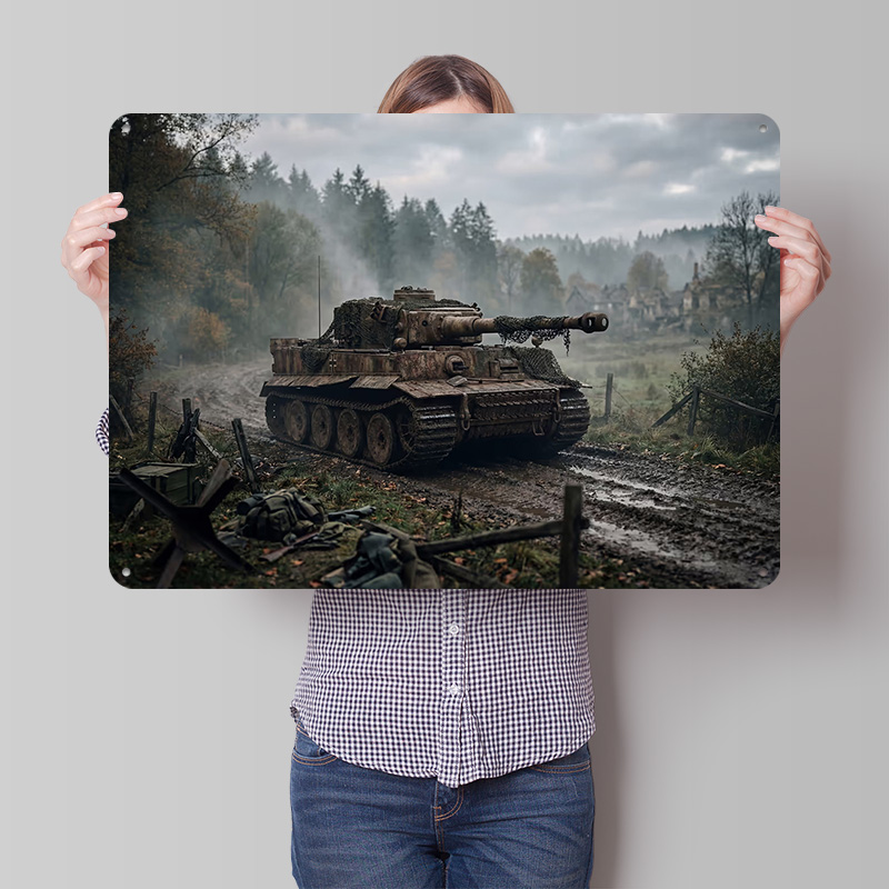 Tiger Tank in Muddy Landscape  - Retro Poster Gaming review and price