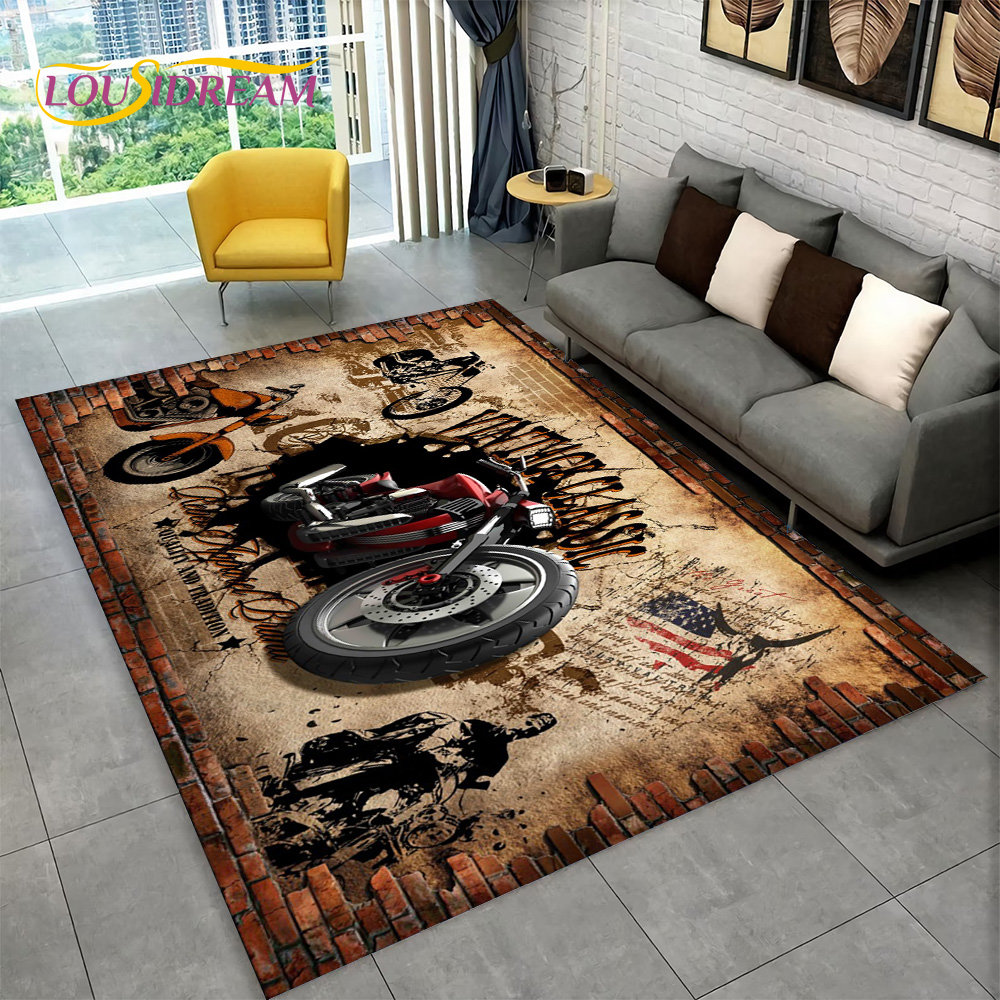 3D Retro Vintage Motorcycle Ar - Retro Gaming Rug review and price