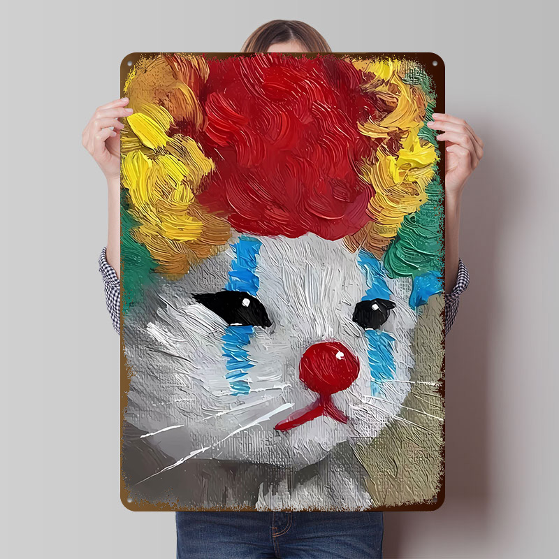 Sad Clown Cat Painting Tinplat - Retro Poster Gaming review and price