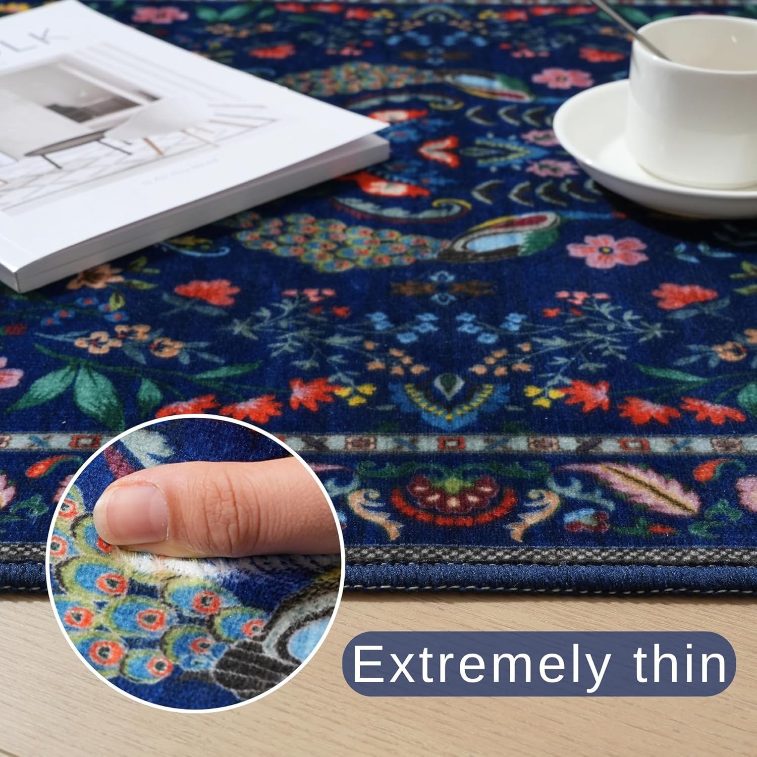 Navy Peacock Deer Floral Area  - Retro Gaming Rug review and price